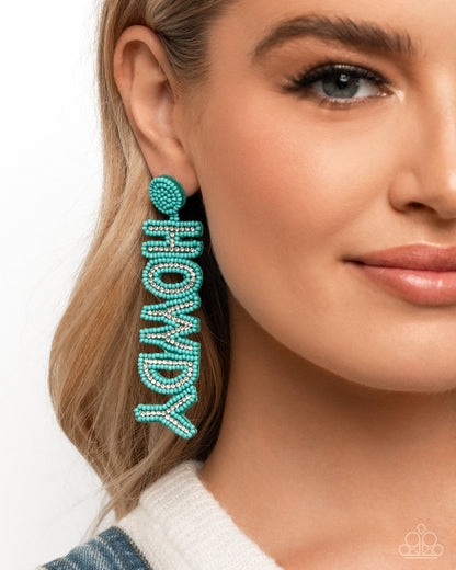 Howdy Headline - Blue Seed Bead Post Earrings - Paparazzi Accessories