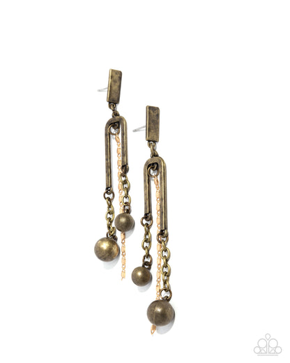 Authoritative Admiration - Brass Post Earrings - Paparazzi Accessories