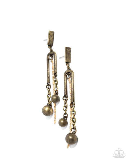 Authoritative Admiration - Brass Post Earrings - Paparazzi Accessories