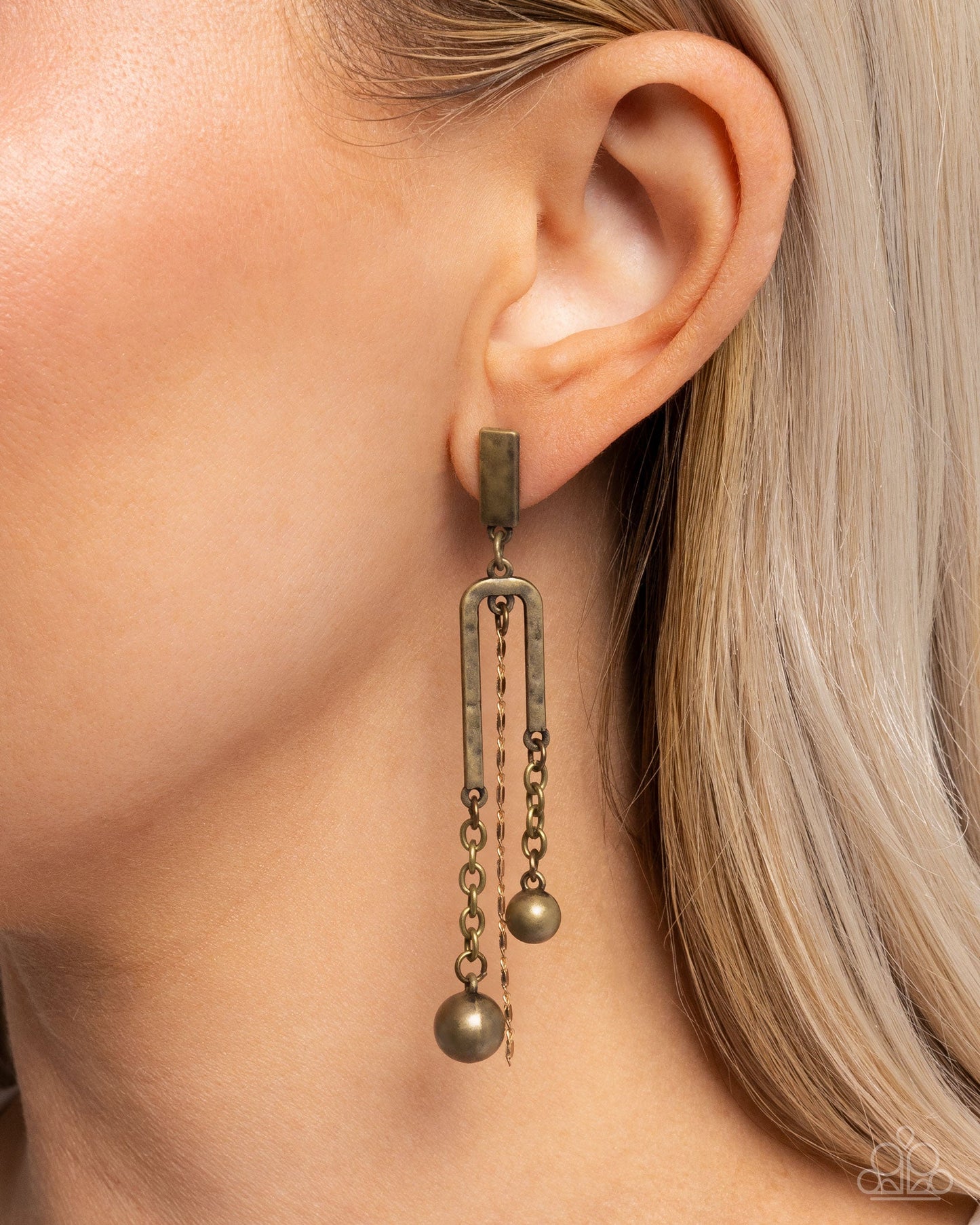 Authoritative Admiration - Brass Post Earrings - Paparazzi Accessories