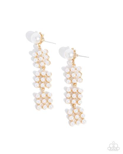 Pearl Pastime - Gold & White Pearl Post Earrings - Paparazzi Accessories