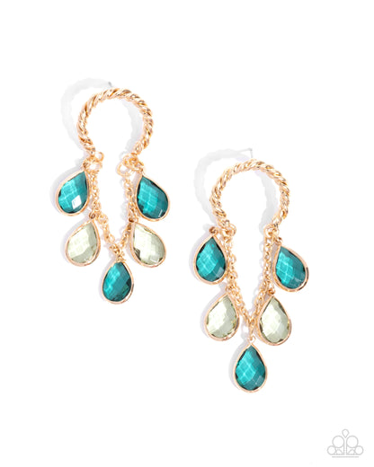 Highest Grade - Green Teardrop Gem Gold Post Earrings - Paparazzi Accessories