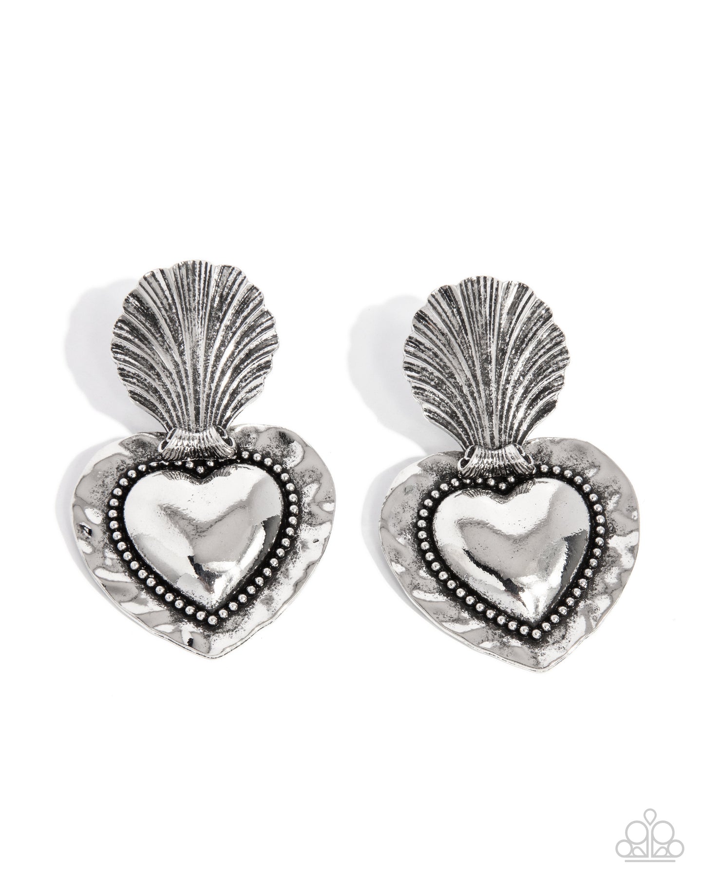 Mythical Moment - Silver Heart Post Earrings - Paparazzi Accessories