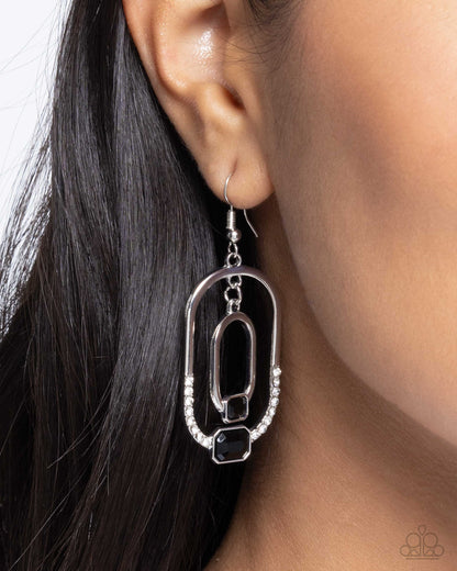 Matching Magic - Black Onyx Gem Silver Fishhook Earrings - Paparazzi Accessories