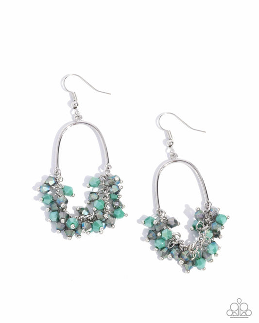 Chandelier Check - Green Beaded Fishhook Earrings - Paparazzi Accessories