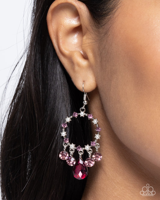 Regency Radiance - Purple Rhinestone White Pearl Silver Fishhook Earrings - Paparazzi Accessories