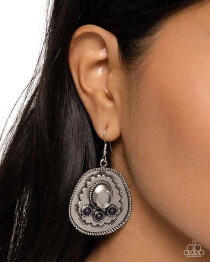 Cowboy Chaperone - Black Crackle Stone Earrings - Paparazzi Accessories
