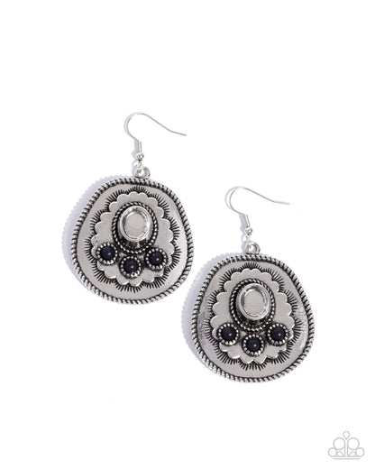 Cowboy Chaperone - Black Crackle Stone Earrings - Paparazzi Accessories