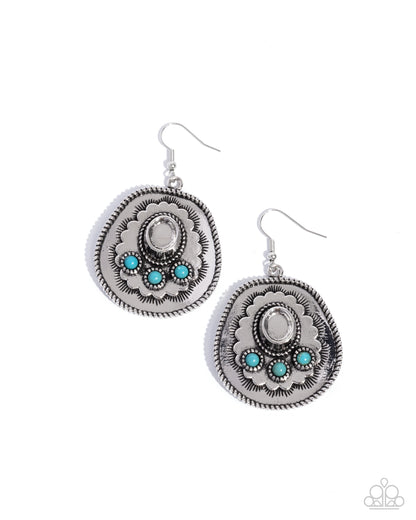 Cowboy Chaperone - Blue Crackle Stone Fishhook Earrings - Paparazzi Accessories