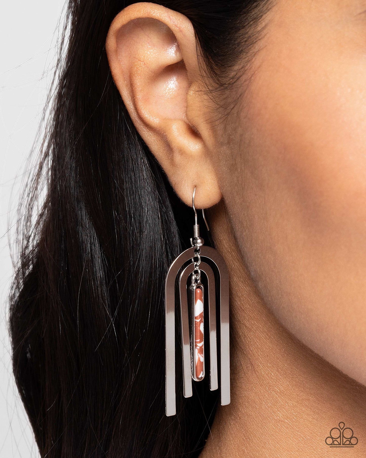 Coarse Conversation - Brown Marbled Earrings - Paparazzi Accessories