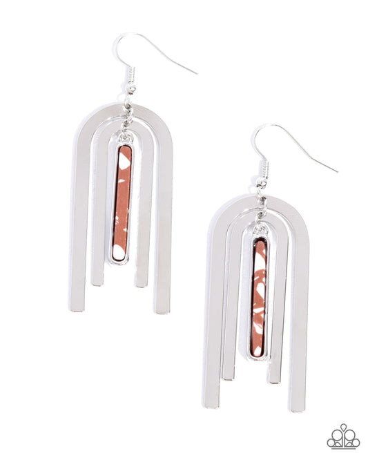 Coarse Conversation - Brown Marbled Earrings - Paparazzi Accessories