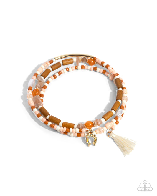 Colored Conversation - Orange Seed Bead Coil Bracelet - Paparazzi Accessories