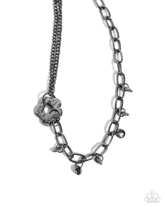 Magic Merger - Black - Gunmetal Necklace - Paparazzi Accessories