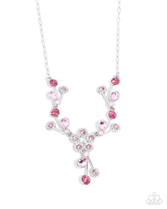 Blossom Queen - Pink Rhinestone Flower Necklace - Paparazzi Accessories