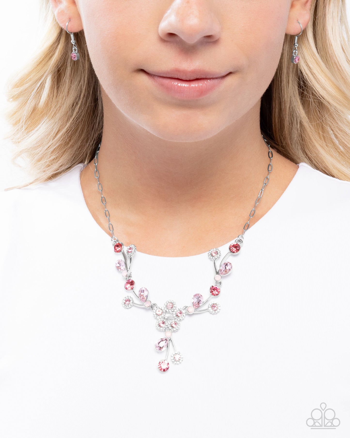 Blossom Queen - Pink Rhinestone Flower Necklace - Paparazzi Accessories