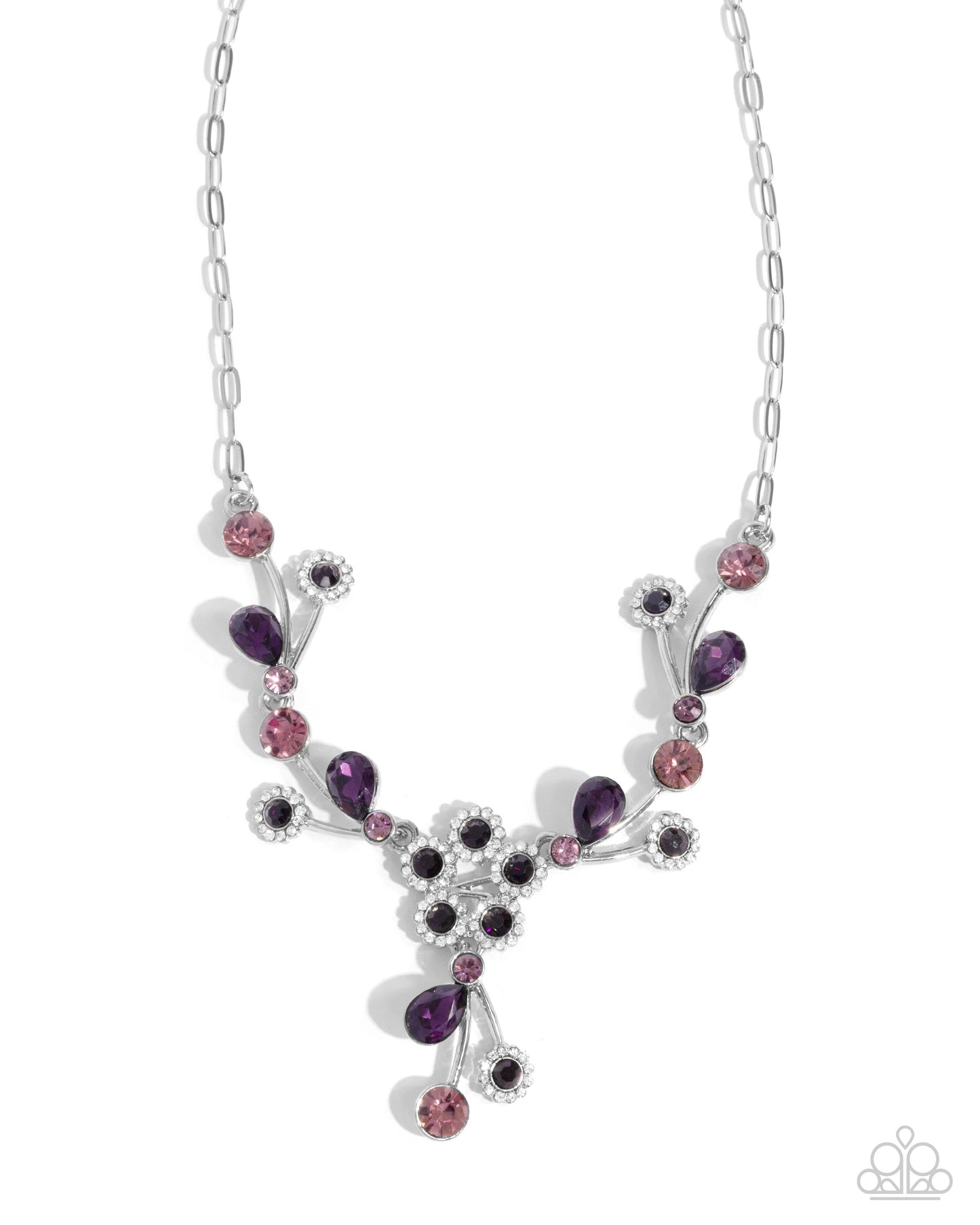 Blossom Queen - Purple Rhinestone Silver Necklace - Paparazzi Accessories