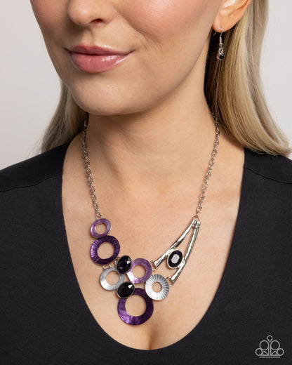 Compelling Circles - Purple Rhinestone Silver Necklace - Paparazzi Accessories