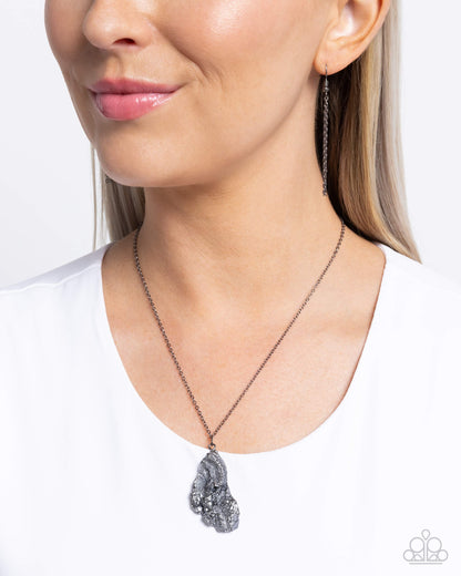 Experimental Echo - Black Druzy Necklace - Paparazzi Accessories