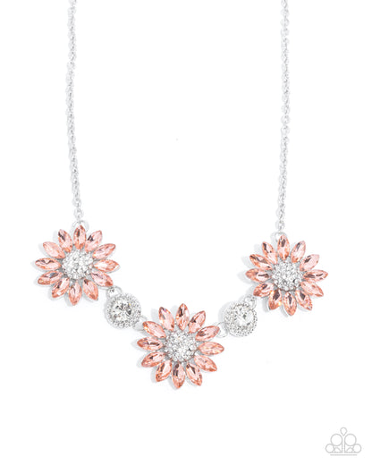 Vulnerable Vacation - Orange Rhinestone Sunflower Necklace - Paparazzi Accessories