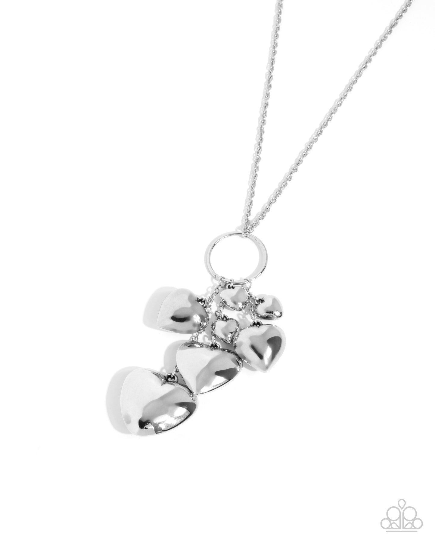 Heart Haul - Silver Heart Charms Pendant Necklace - Paparazzi Accessories