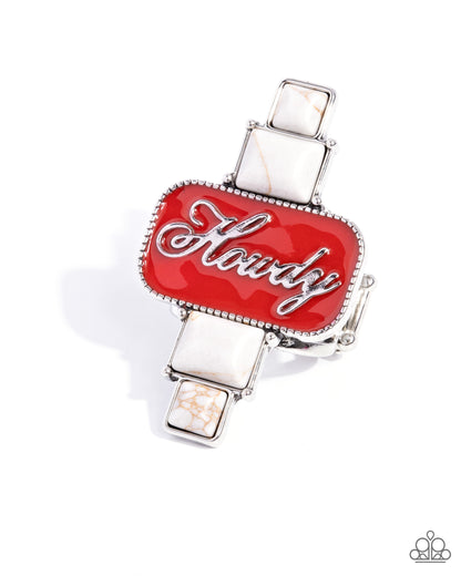 Howdy Holiday - White Marbled Ring - Paparazzi Accessories