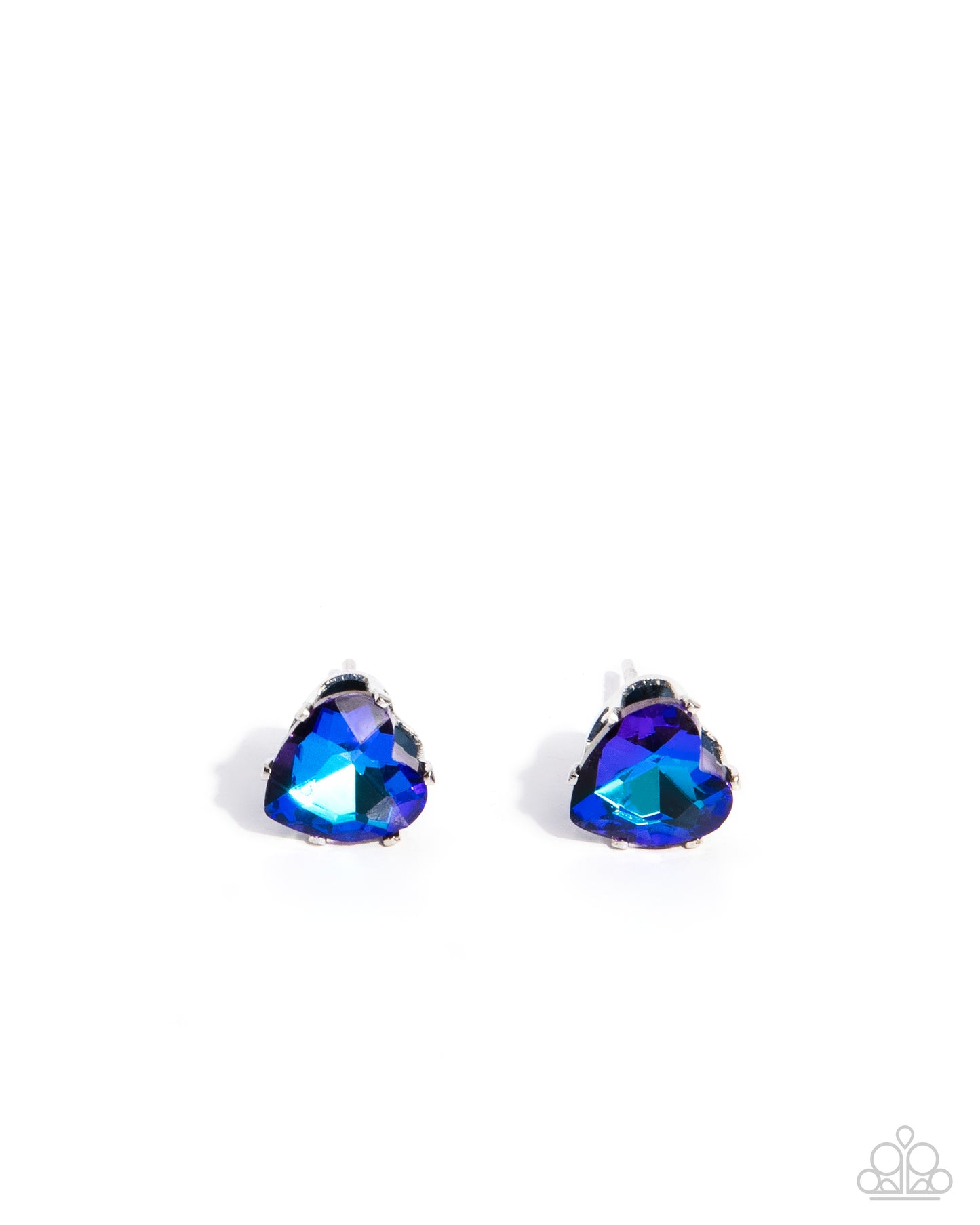 Sweetheart Stunner - Blue UV Shimmer Heart Rhinestone Post Earrings - Paparazzi Accessories