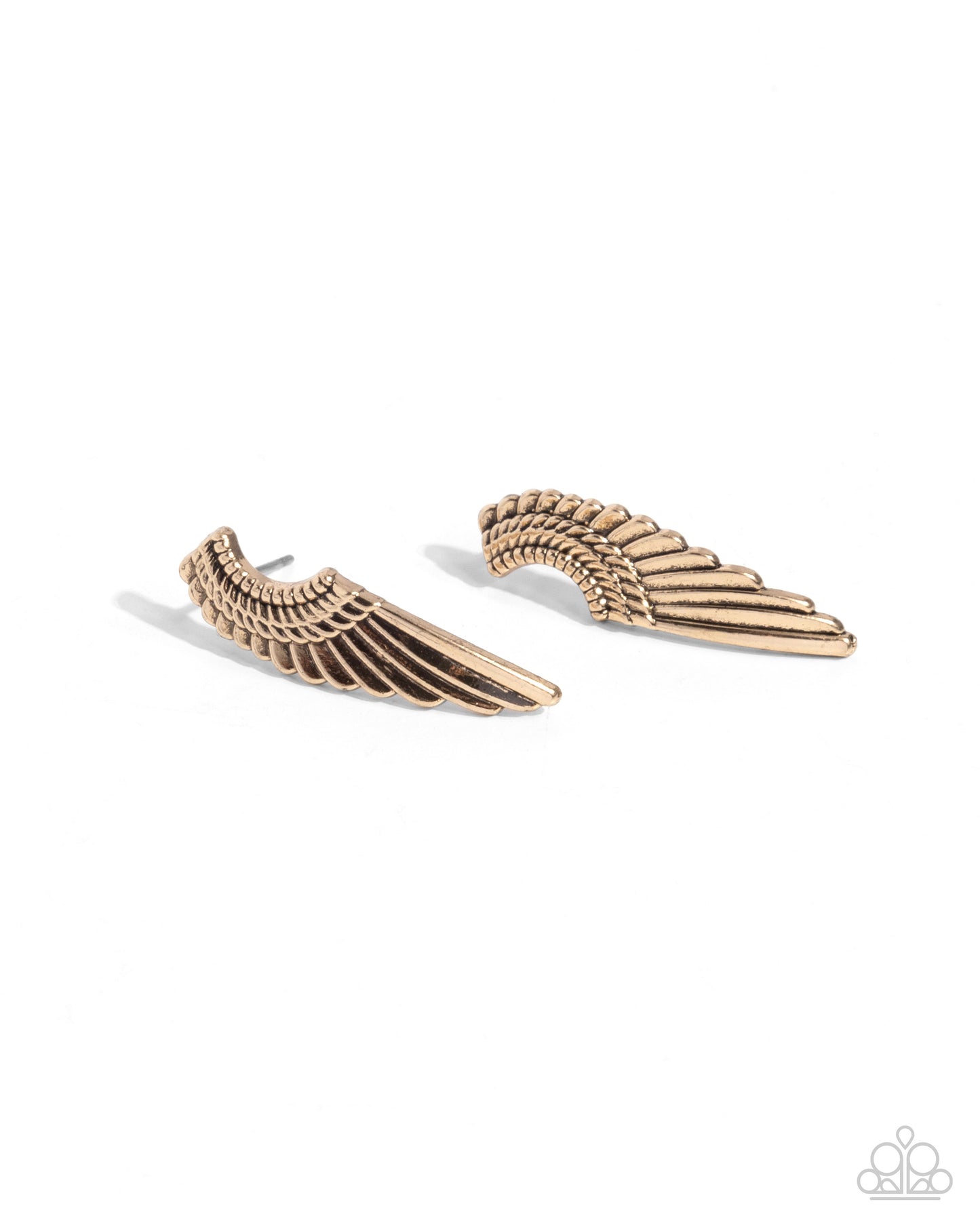 Angelic Altitude - Gold Angel Wing Post Earrings - Paparazzi Accessories