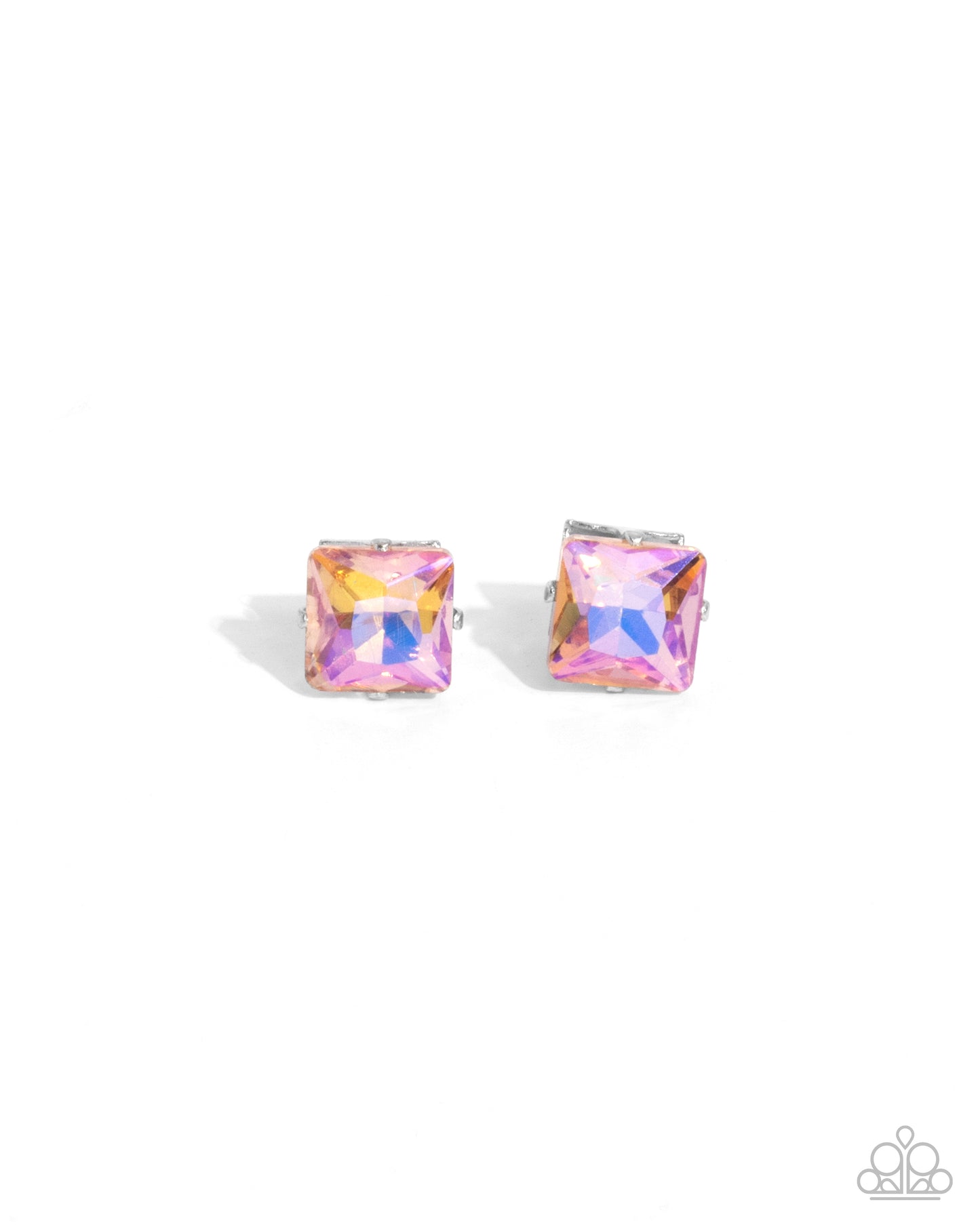 Squared Soprano - Orange UV Shimmer Gem Post Earrings - Paparazzi Accessories