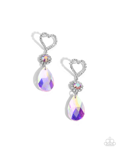 Faceted Frenzy - Pink Iridescent Rhinestone Earrings - Paparazzi Accessories