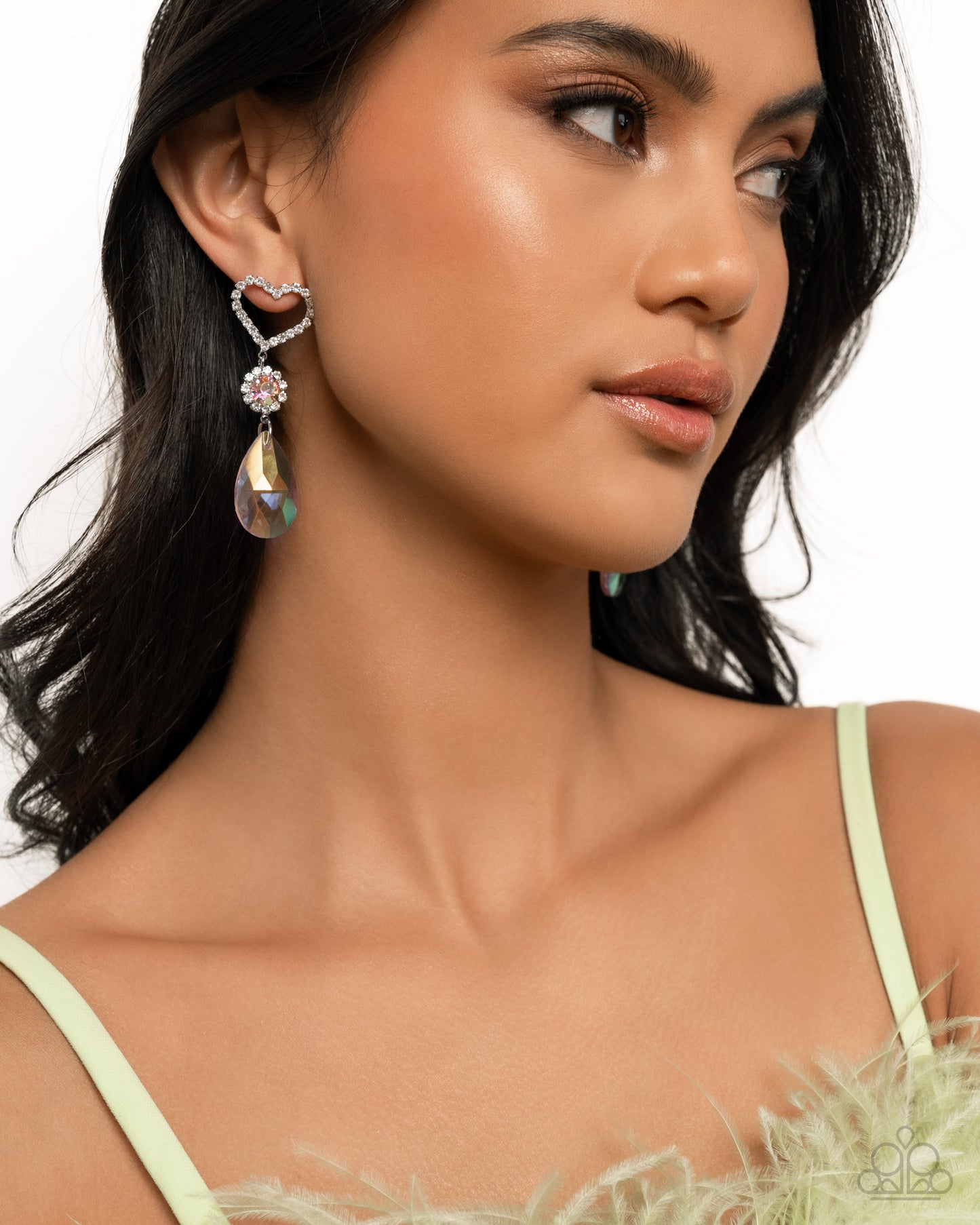 Faceted Frenzy - Pink Iridescent Rhinestone Earrings - Paparazzi Accessories