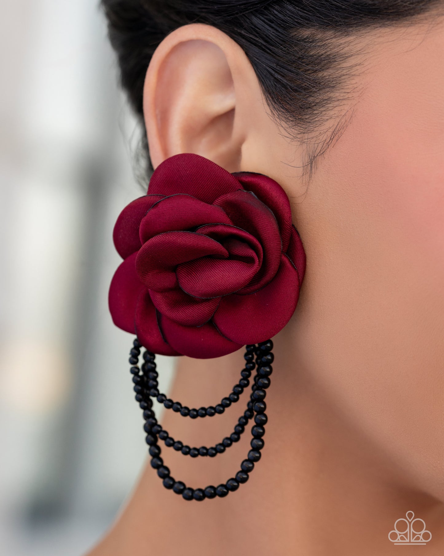 Dramatic Dame - Red Satin Rose Post Earrings - Convention Exclusive 2024 - Paparazzi Accessories