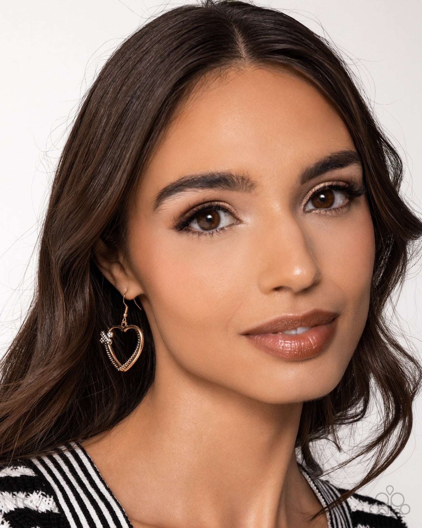 Crisscross Courtship - Gold Heart Fishhook Earrings - Paparazzi Accessories