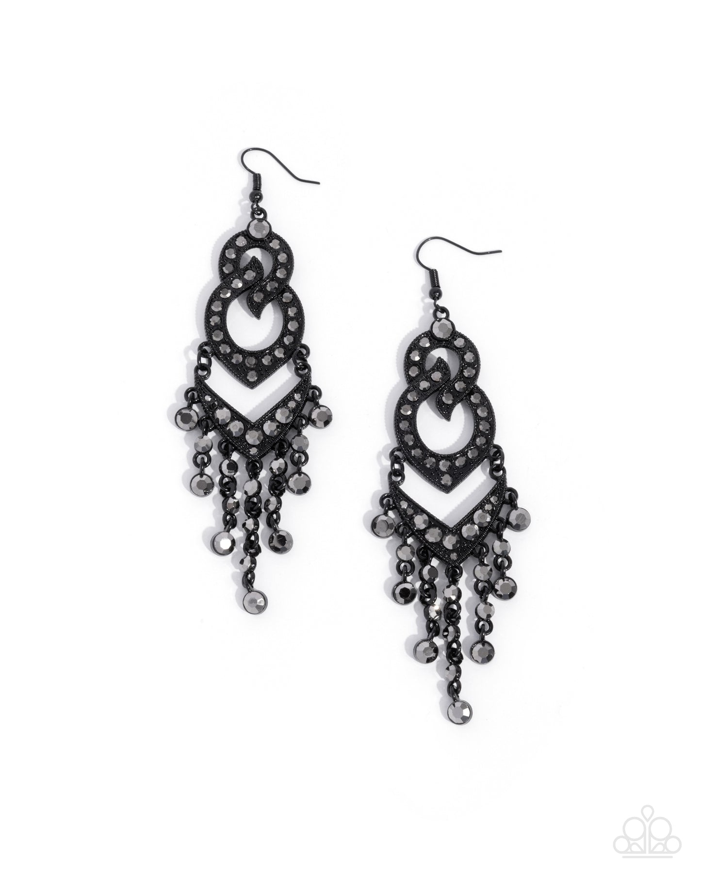 Pristine Precipitation - Black Dipped Metal Hematite Gem Earrings - Paparazzi Accessories