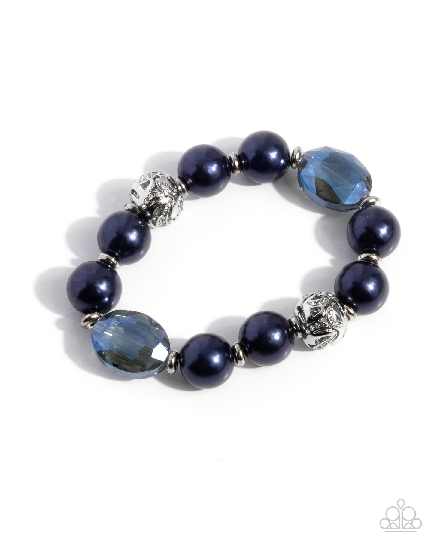 Ornamental Outfit - Blue Pearl & UV Crystal Stretchy Bracelet - Paparazzi Accessories