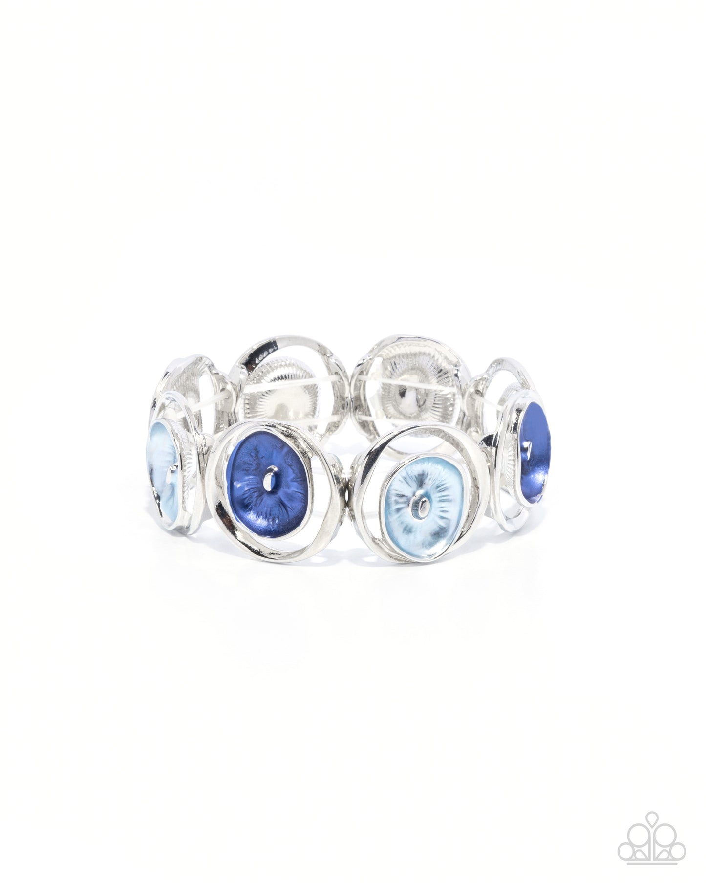 Painted Promise - Blue Enamel Silver Stretchy Bracelet - Paparazzi Accessories
