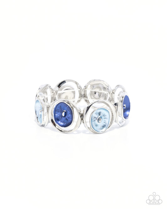 Painted Promise - Blue Enamel Silver Stretchy Bracelet - Paparazzi Accessories