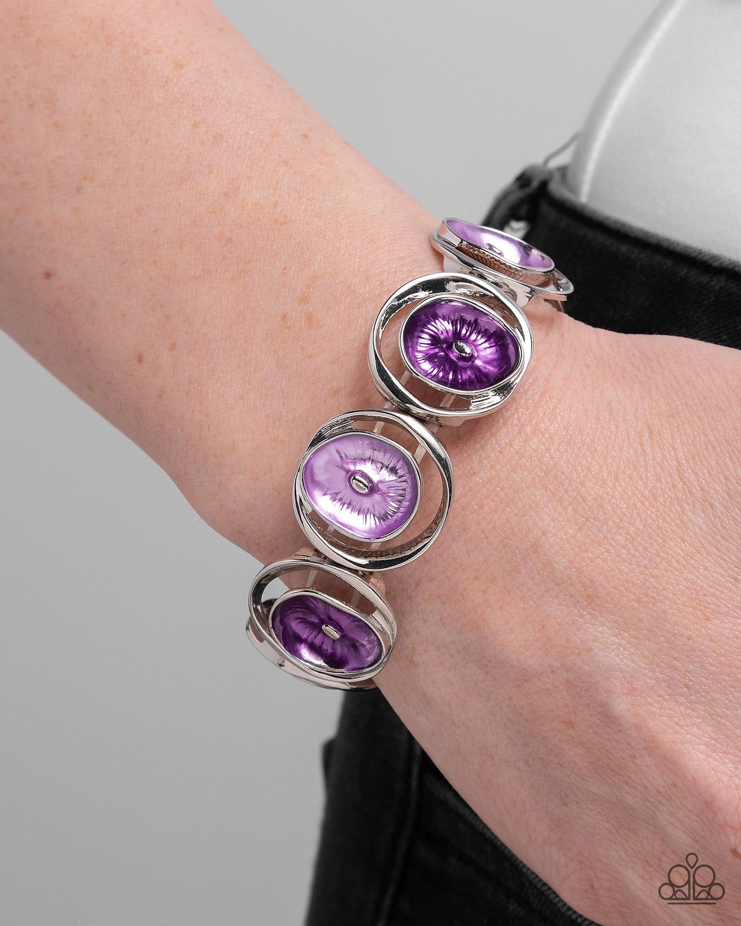 Painted Promise - Purple Enamel Silver Stretchy Bracelet - Paparazzi Accessories