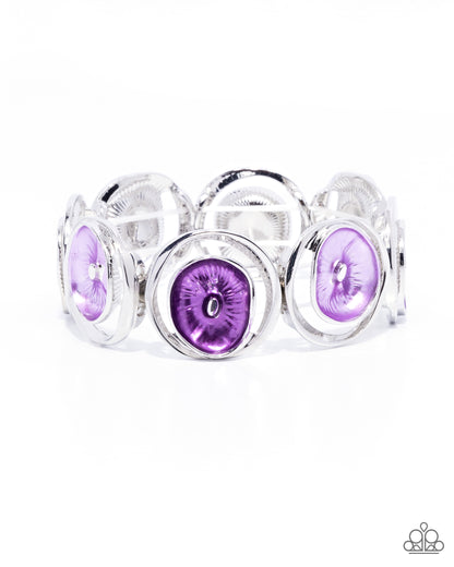 Painted Promise - Purple Enamel Silver Stretchy Bracelet - Paparazzi Accessories