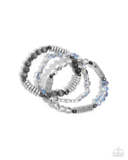 Attention Seeker - Silver Cat's Eye Stone Stretchy Bracelets - Paparazzi Accessories