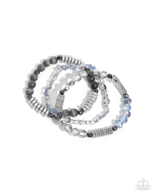 Attention Seeker - Silver Cat's Eye Stone Stretchy Bracelets - Paparazzi Accessories