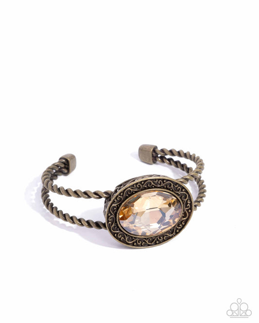 Braided Balance - Brass Cuff Bracelet - Paparazzi Accessories