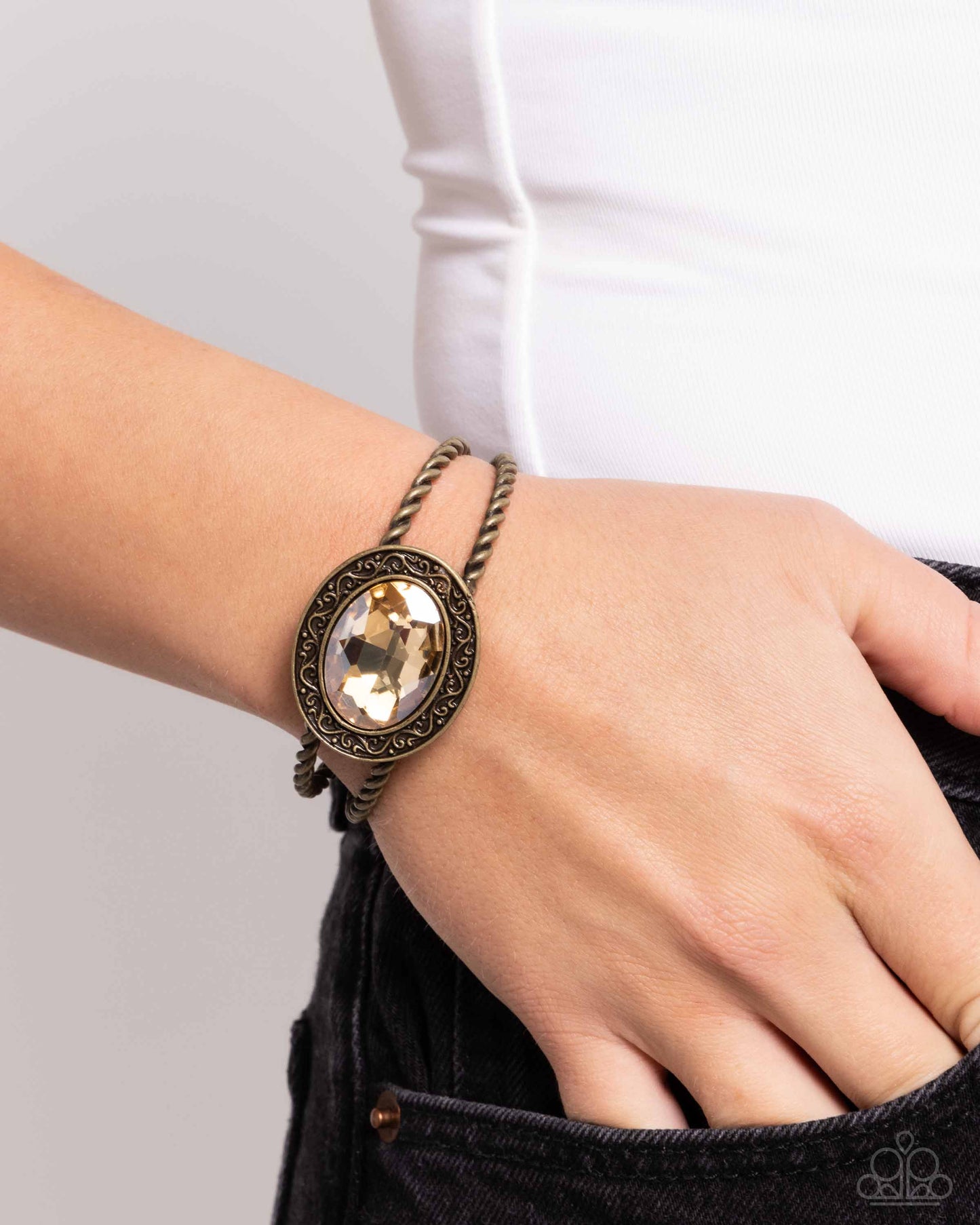 Braided Balance - Brass Cuff Bracelet - Paparazzi Accessories