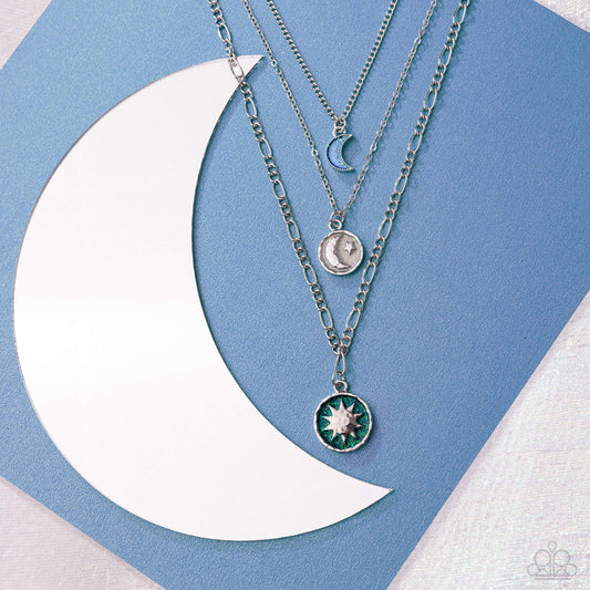 Celestial Caliber - Blue Tiered Silver Necklace - Paparazzi Accessories