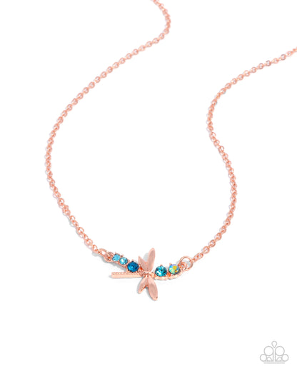 Dragonfly Deed - Copper Dragonfly Necklace - Paparazzi Accessories