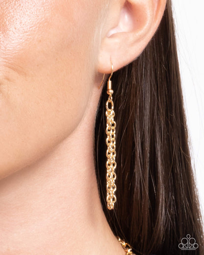 First Day of School - Gold Lanyard Necklace - Paparazzi Accessories