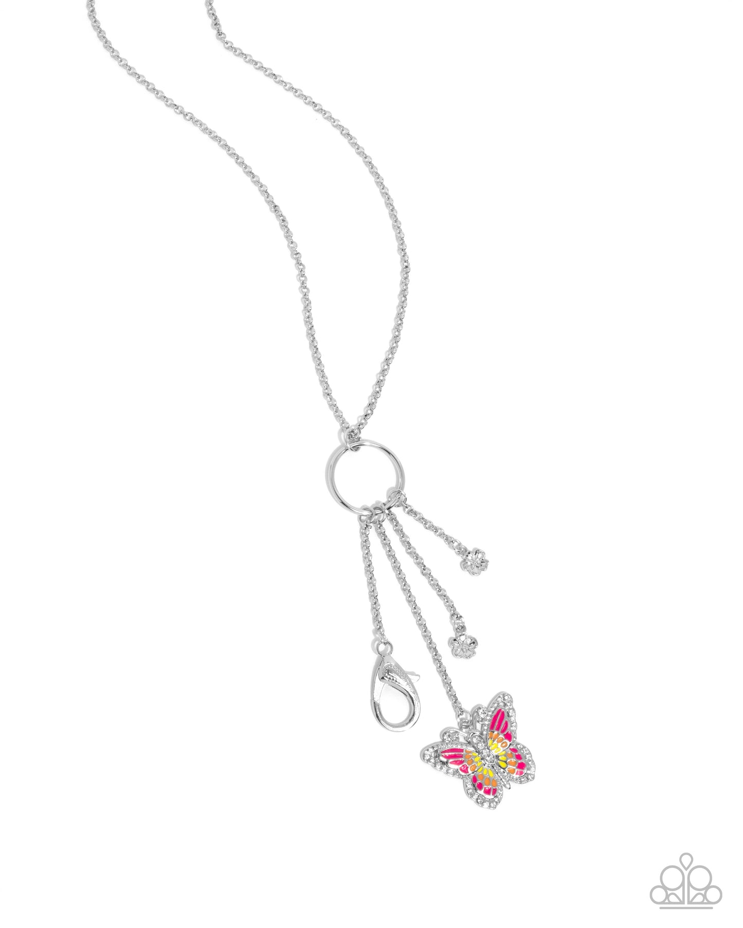 Mariposa Masterpiece - Pink Butterfly Lanyard Necklace - Paparazzi Accessories