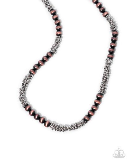 Chained Consistency - Multi - Brown Navajo Pearls & Silver Links Urban Necklace - Paparazzi Accessories