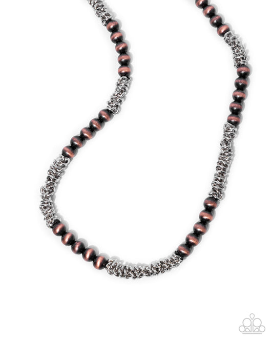 Chained Consistency - Multi - Brown Navajo Pearls & Silver Links Urban Necklace - Paparazzi Accessories