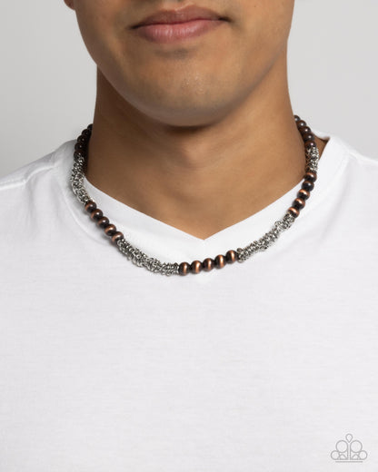 Chained Consistency - Multi - Brown Navajo Pearls & Silver Links Urban Necklace - Paparazzi Accessories