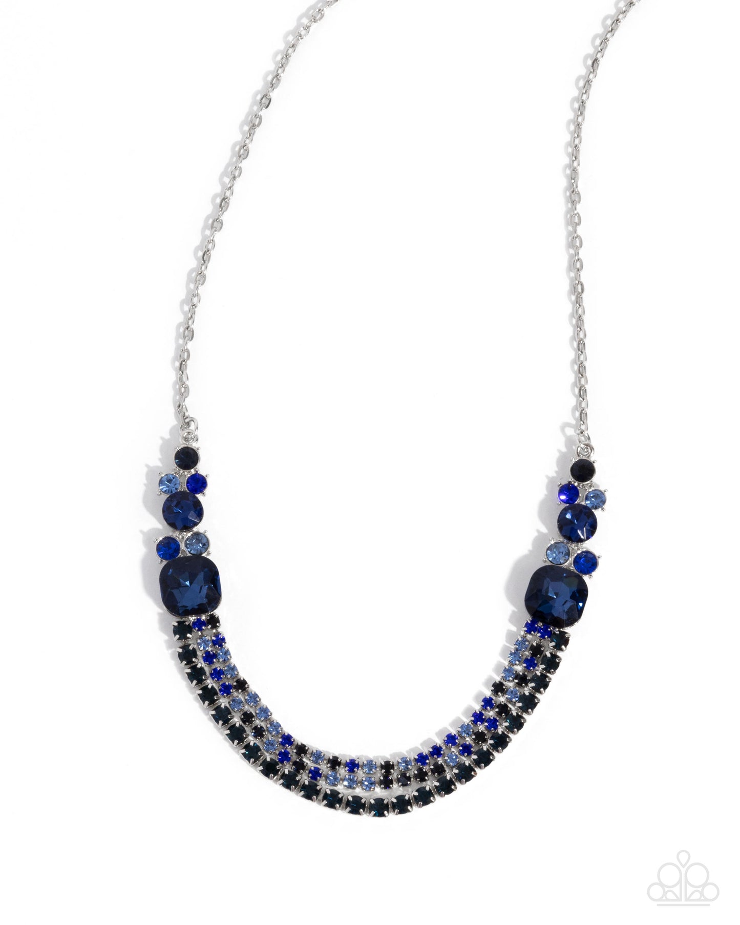 Relaxed Refinement - Blue Rhinestone Silver Necklace - Paparazzi Accessories